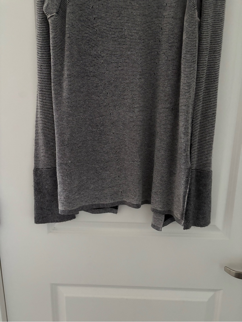 ATM Waffle Stitch Open Front Knit Cardigan Modal Wool Pockets - Picture 5 of 12
